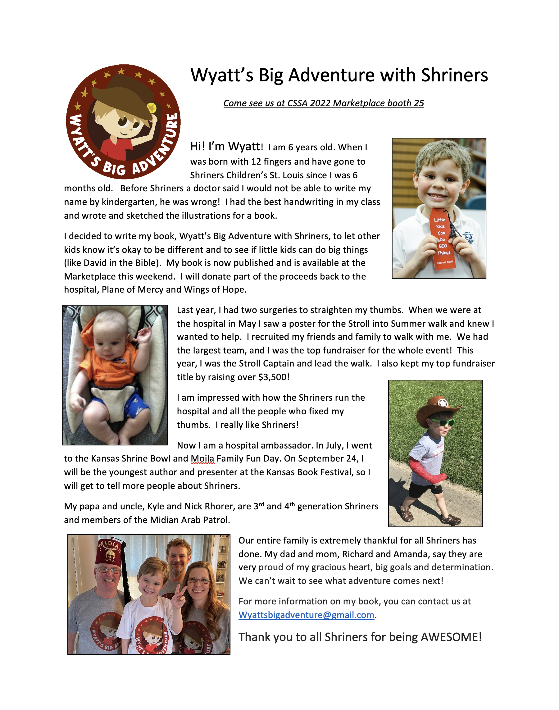 Wyatt's Big Adventure with Shriners'